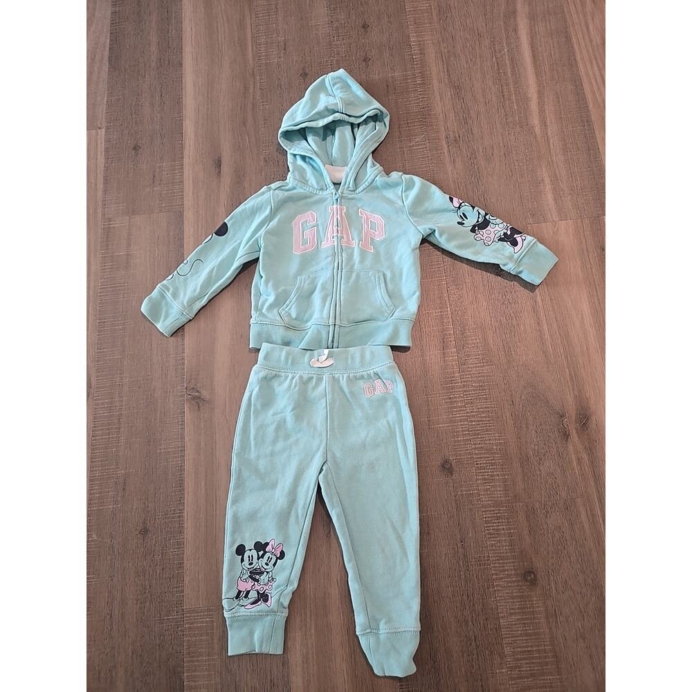 Baby Gap Disney Minnie Mouse Hoodie Full Zip Sweatshirt Sweatpants Set 2